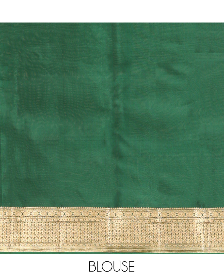 Green Vasundhara Lite Silk Mix Saree, Richly Decked Up with Zari Buttas, a Zari Traditional Border, Grand Pallu, and a Matching Blouse