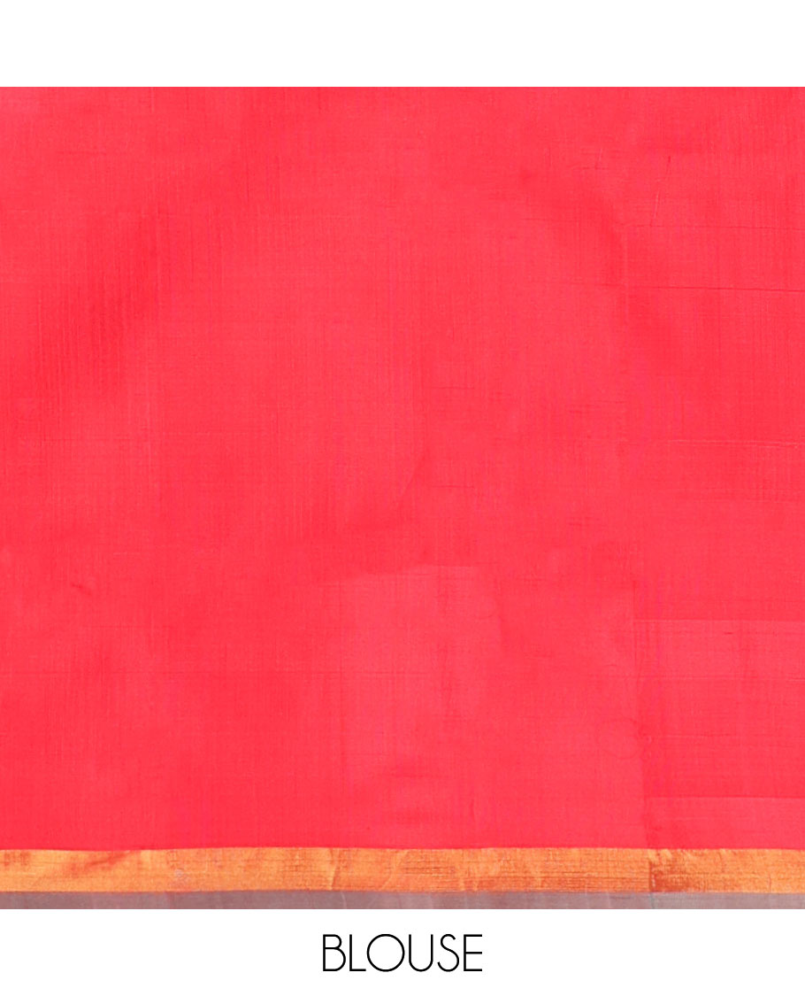 Red buttas uppada silk saree with self tree design border & bavanji design pallu