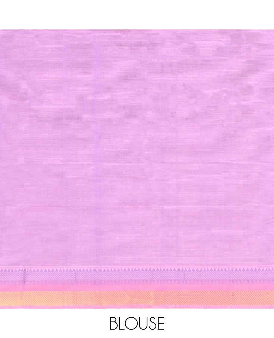 pink mangalagiri cotton saree contrast zari design border & striped pallu