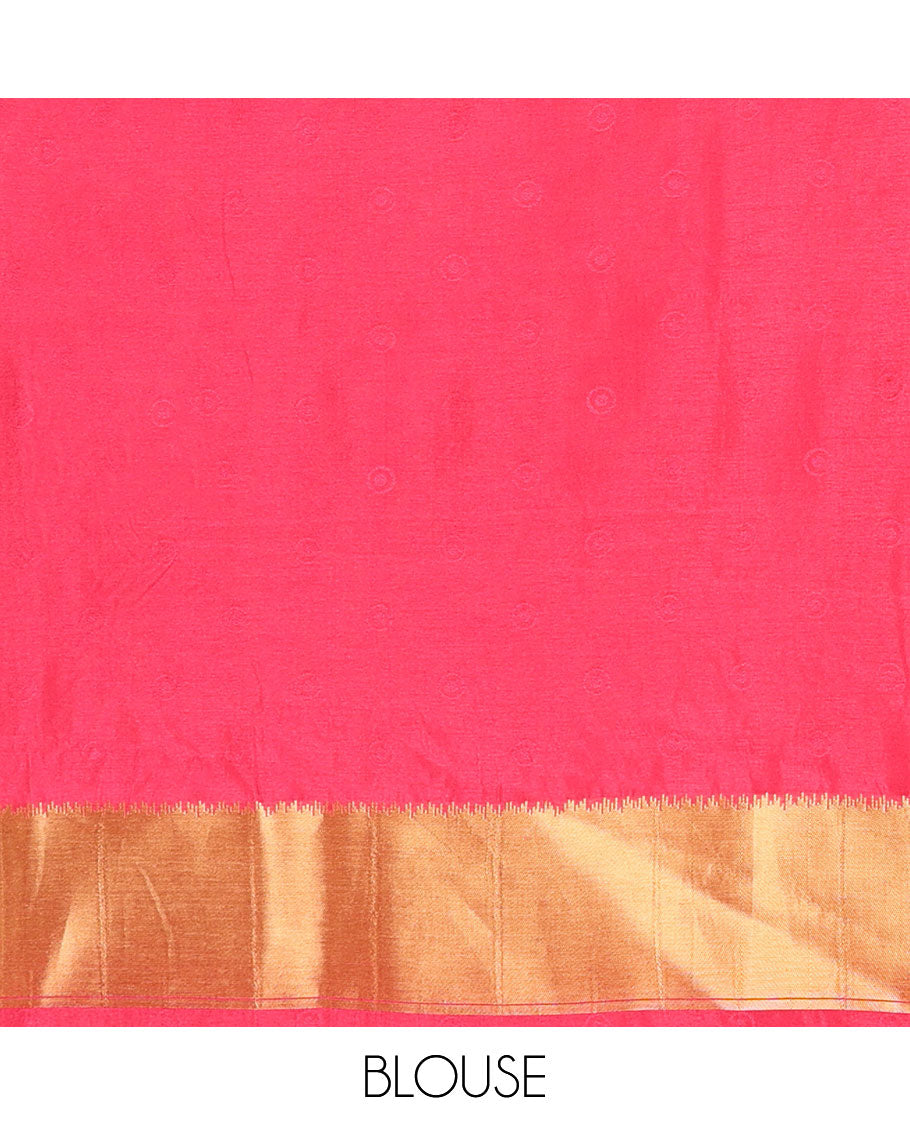 Pink zari butta design banaras tissue saree with zari jacquard border & rich weaving pallu along with butta design blouse