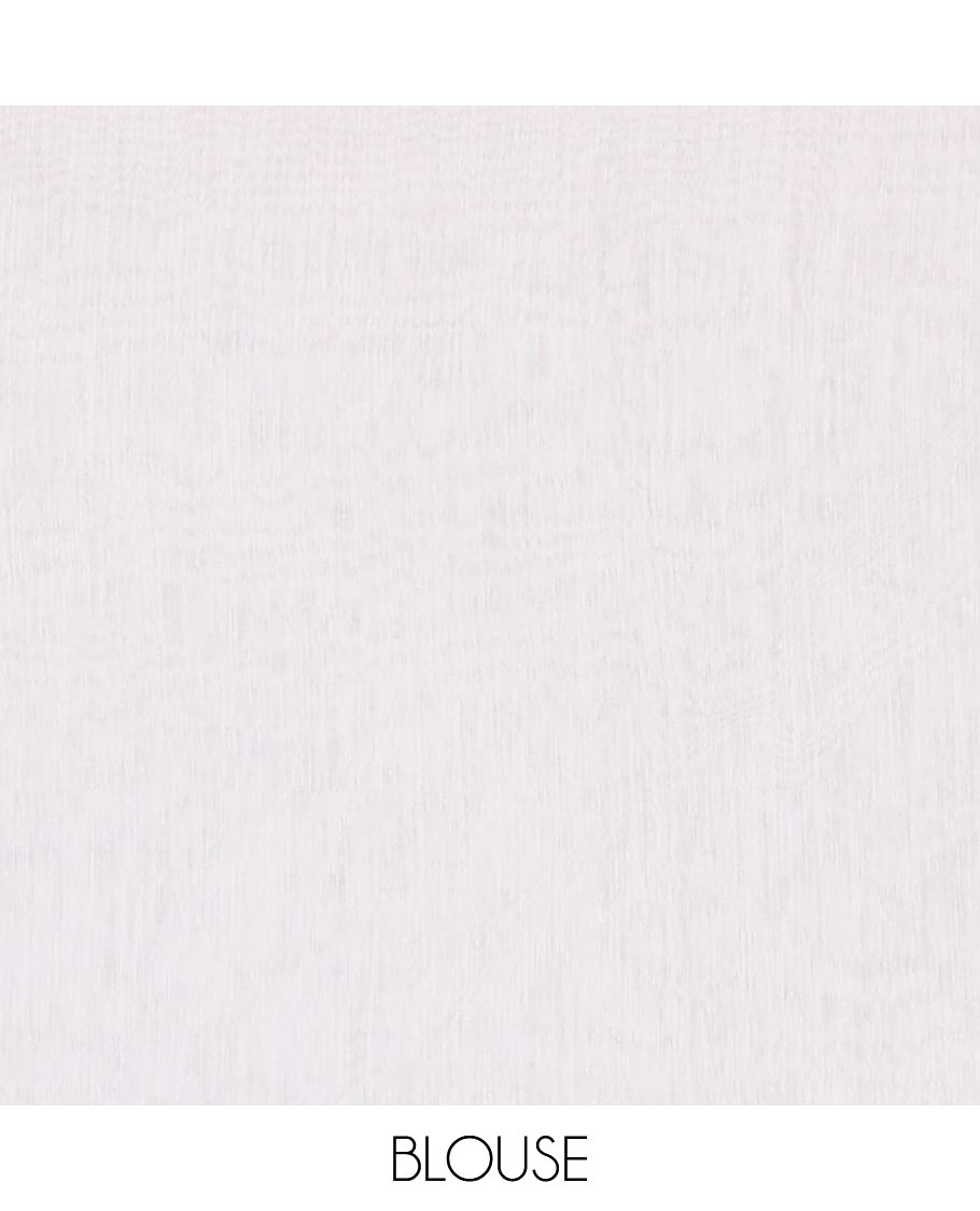 White floral motifs applique embroidered linen saree, scallop border, floral motifs embroidered pallu, and a plain blouse