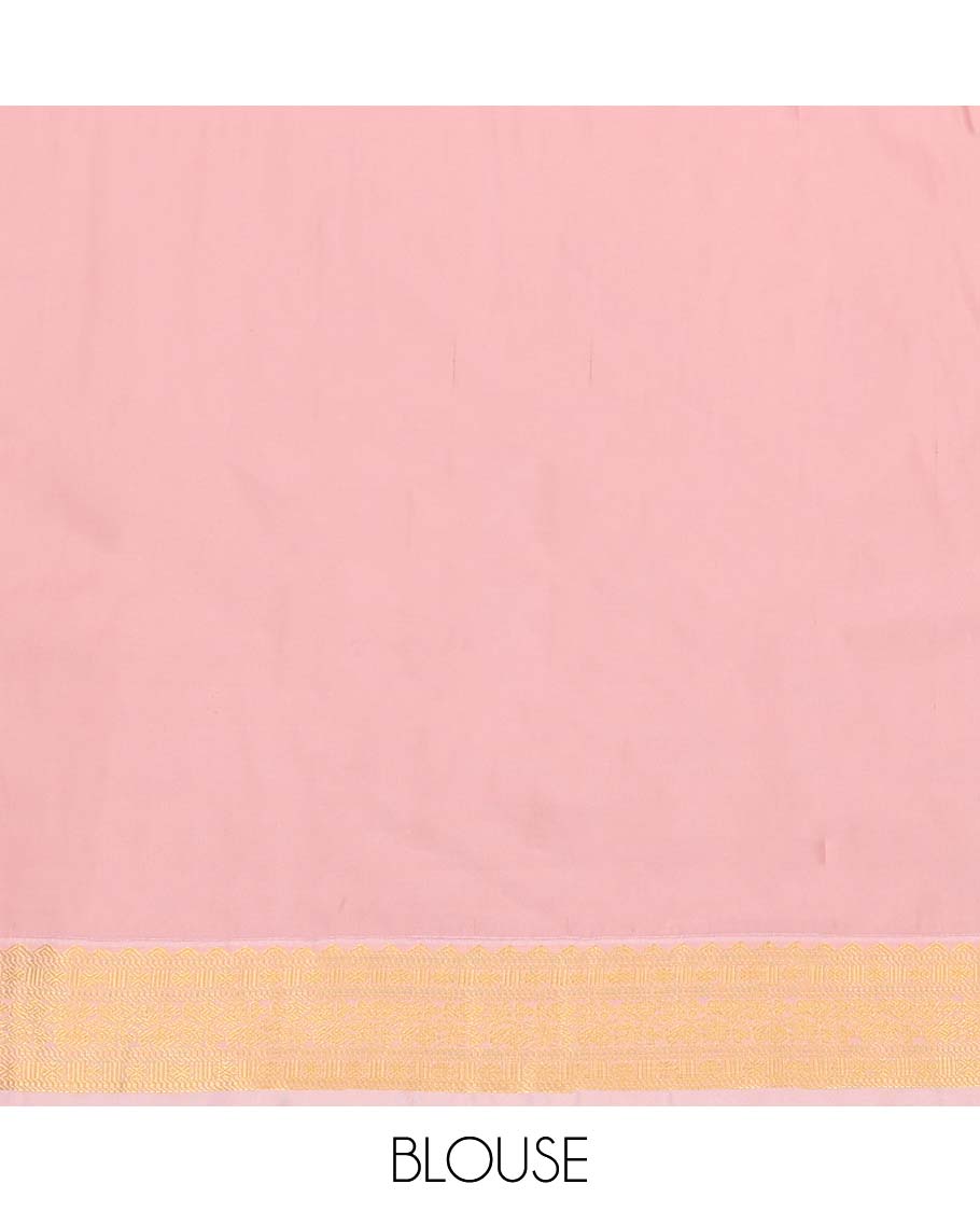 Blue Budget Silk Saree, Boldly Accentuated with Zari Buttas and Stripes All Over Its Body, Complemented by a Contrast Traditional Zari Design Border, Grand Geometric-Patterned Pallu, and Paired with a Contrast Blouse