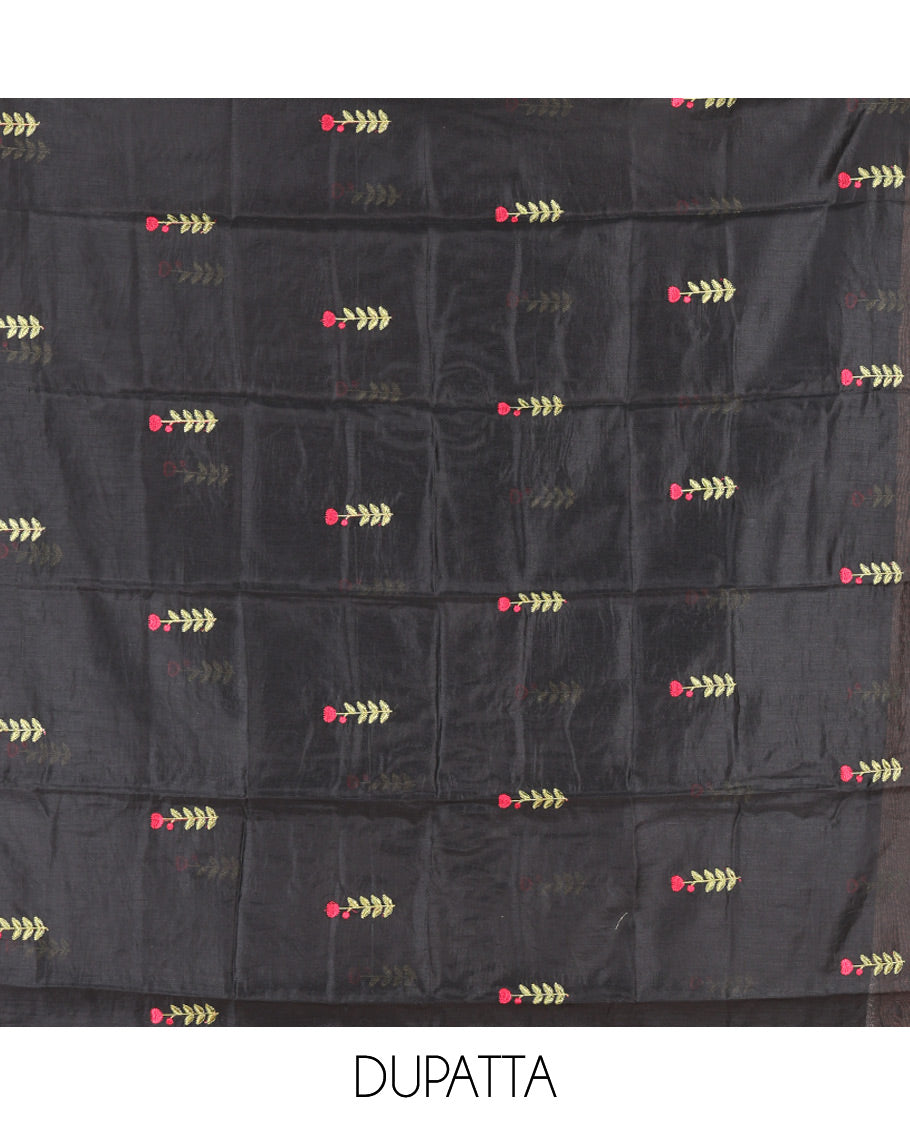 Black Mul Chanderi Material Chudidar Set