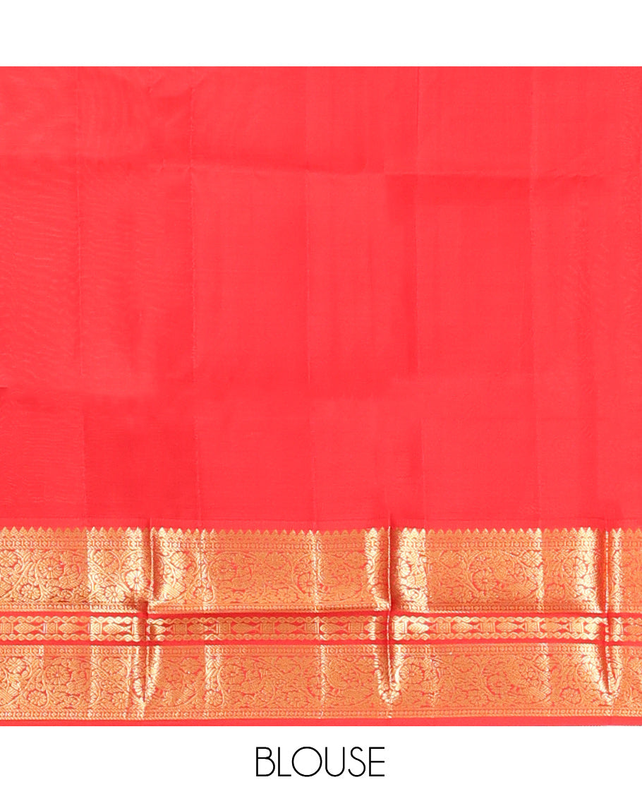 Off-White-Red Vasundhara Lite Silk Mix Saree