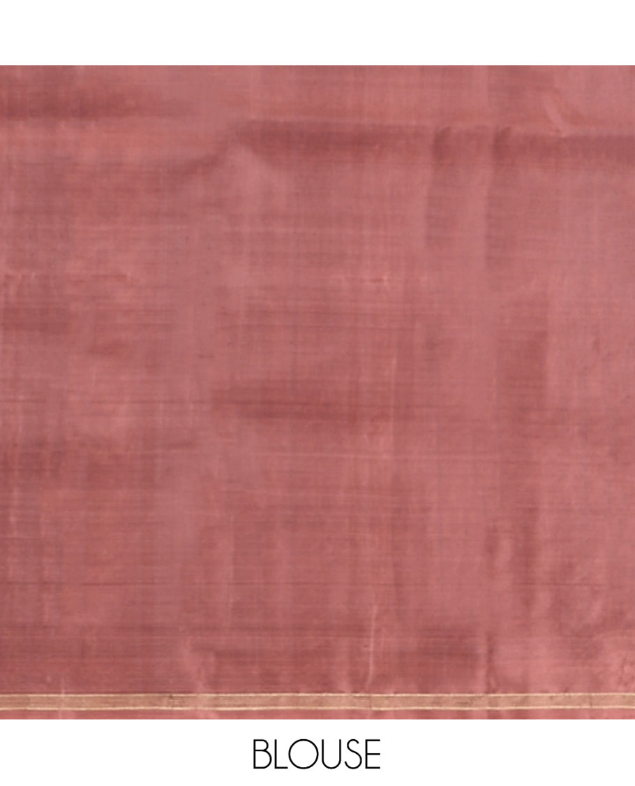 Brown Mayuri Lite Silk Mix Saree, Elegantly Framed with Zari Buttas on Its Body, Subtle Border, Pallu of Intricate Designs, and Paired with a Matching Blouse