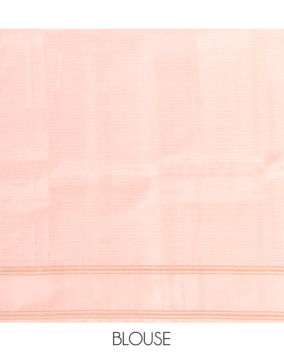 Peach Micro Checks Mayuri Lite Silk Mix Saree