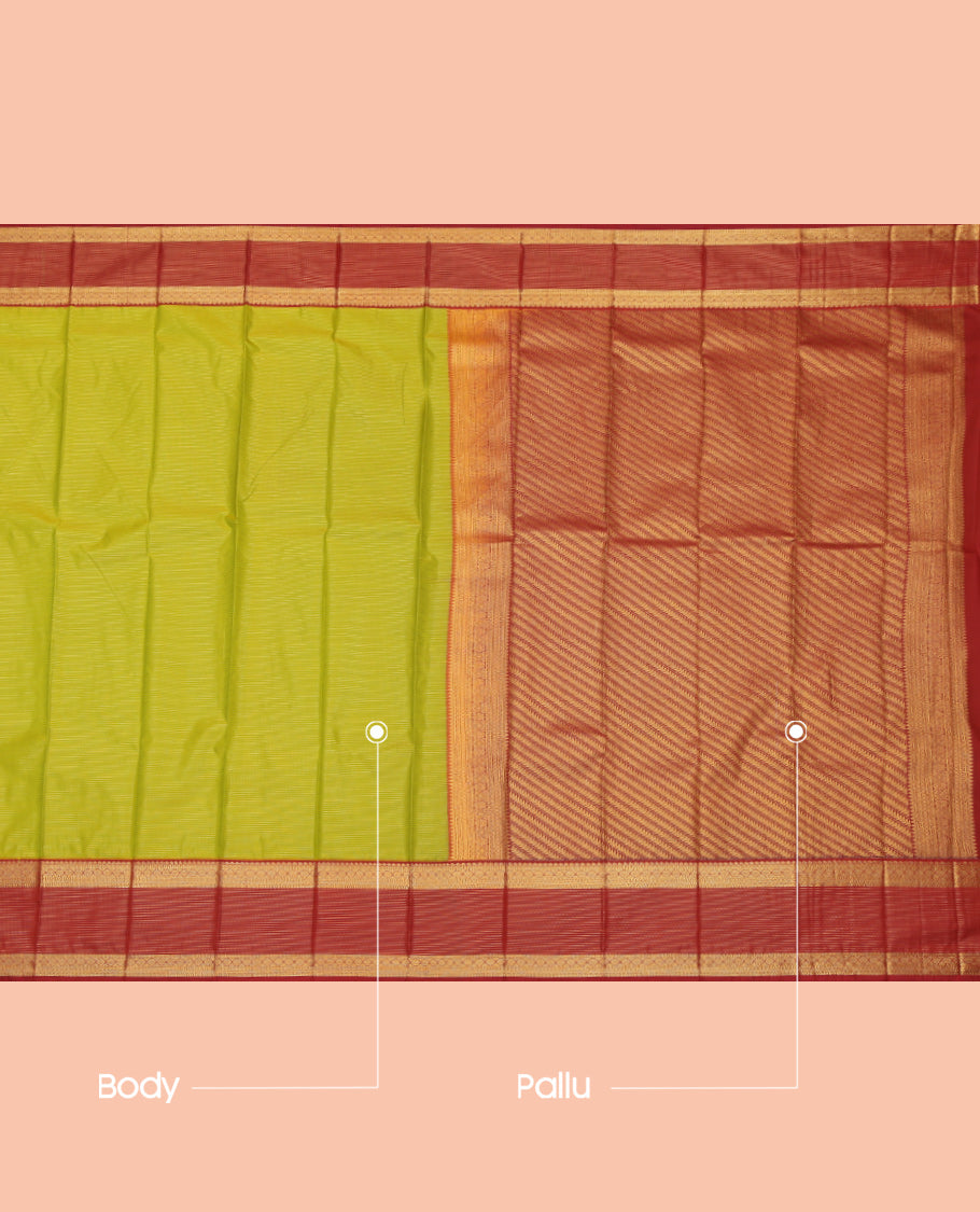 Leaf Green Stripes Budget Silk Saree