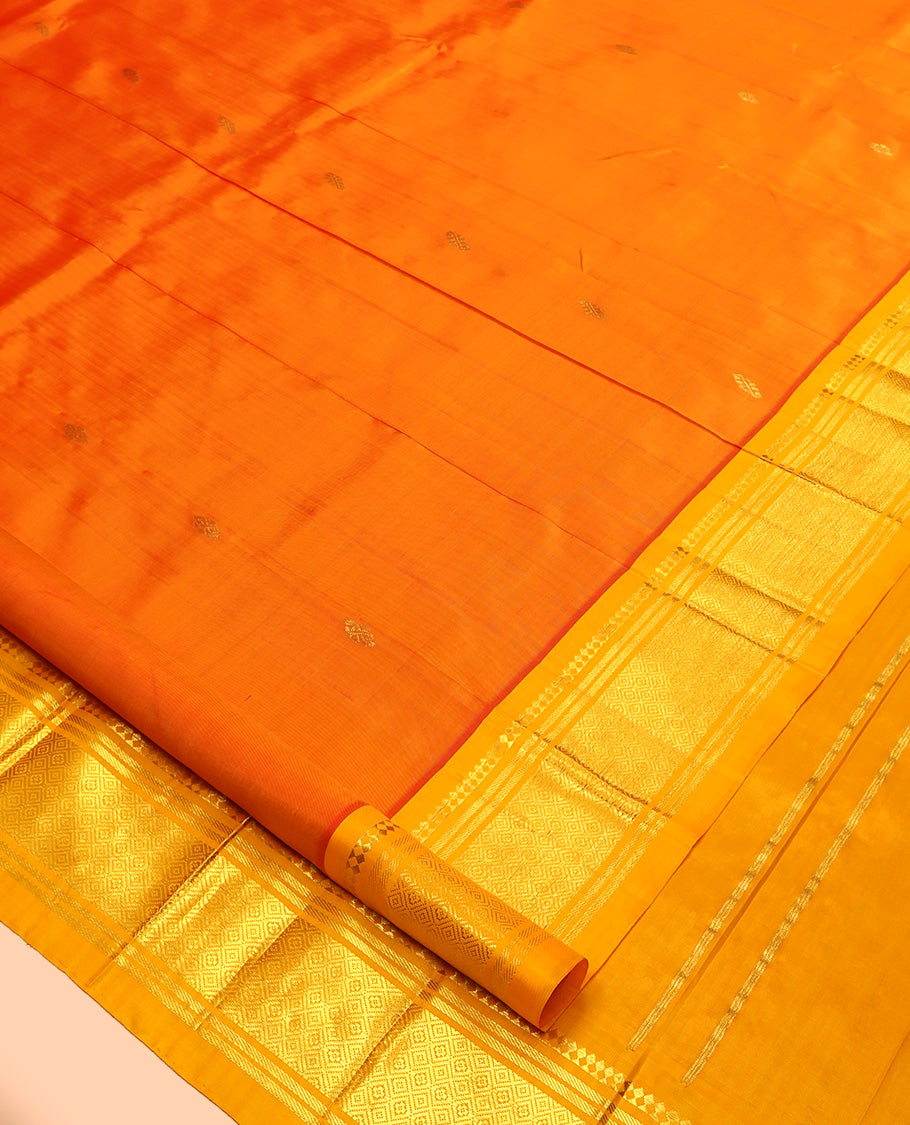 Orange One Side Border Kanchipuram Silk Saree