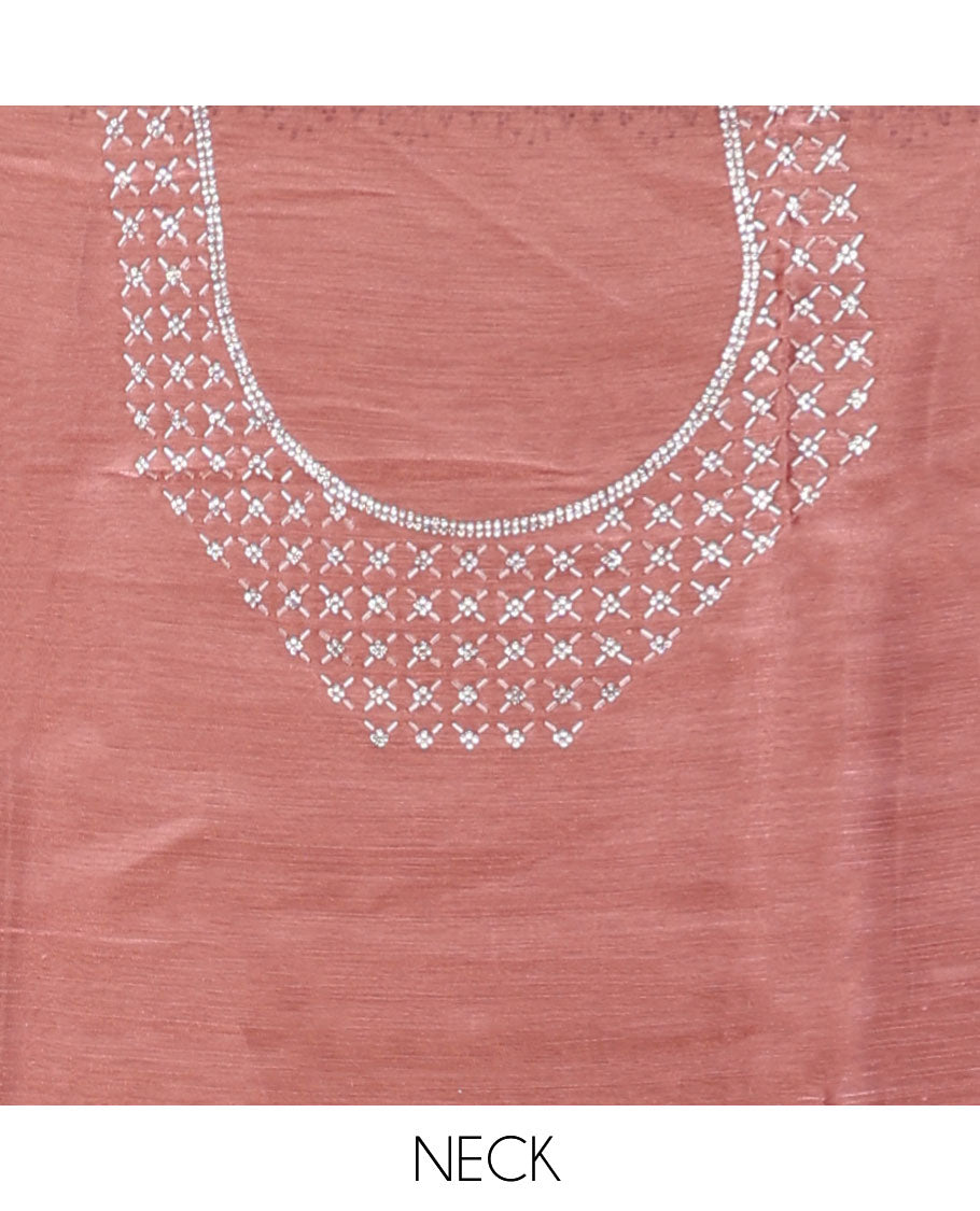 Pink all-over stone work burburry chiffion saree with self cutthana stone work border