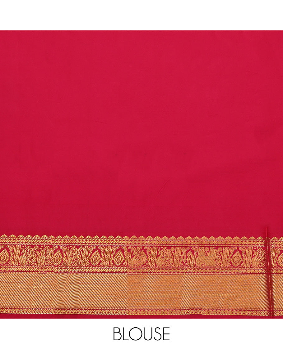 Blue Budget Silk Saree, Opulently Embellished with Zari Buttas and Checks on Its Body, Complemented by a Contrast Traditional Zari Design Border, Grand Jaal Pallu, and Paired with a Contrast Blouse