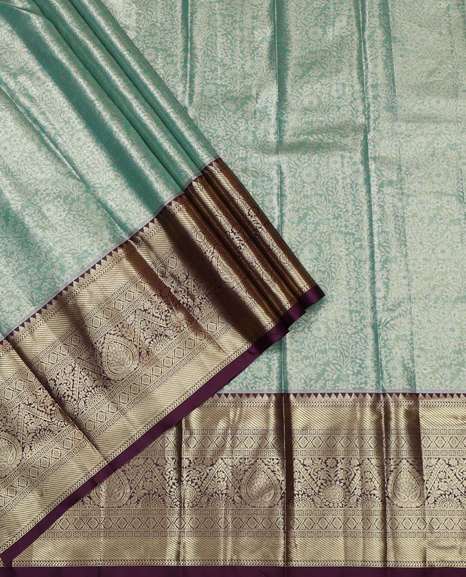 Light Blue Art Silk Pavadai Material Set