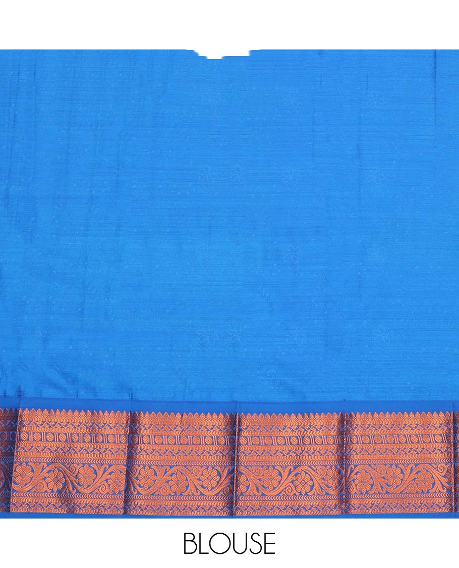 Green Budget Silk Saree, Styled with Floral Jacquard Design, Complemented by Contrast Traditional Zari Border, a Jaal Pallu and a Contrast Blouse