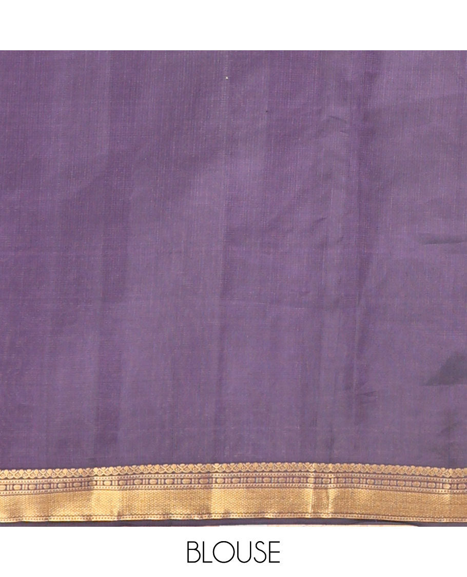 Grey striped, floral buttas vasundhara elite silk saree with contrast traditional zari design border & floral jaal design pallu