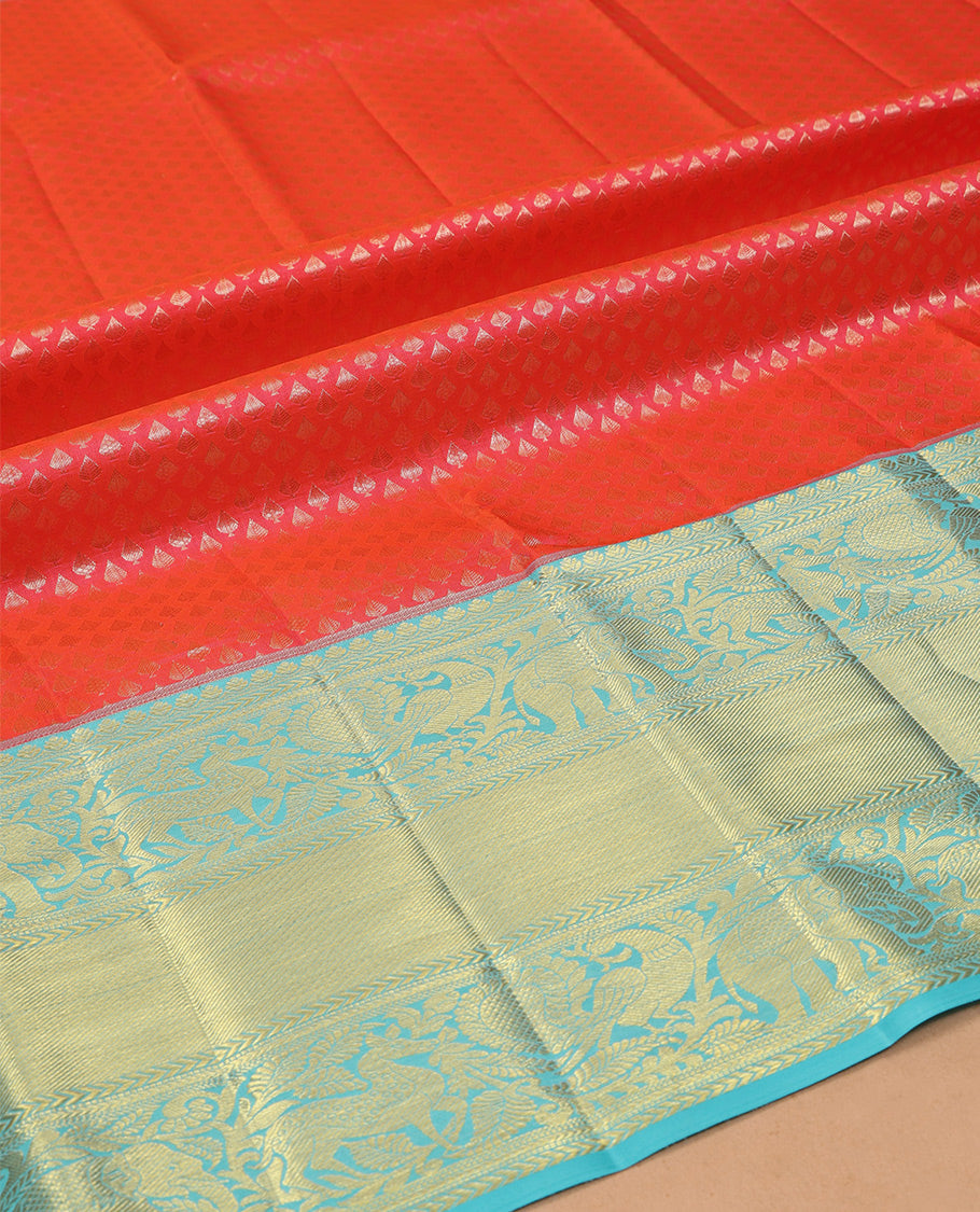 Red Pure Silk Pavadai Material Set