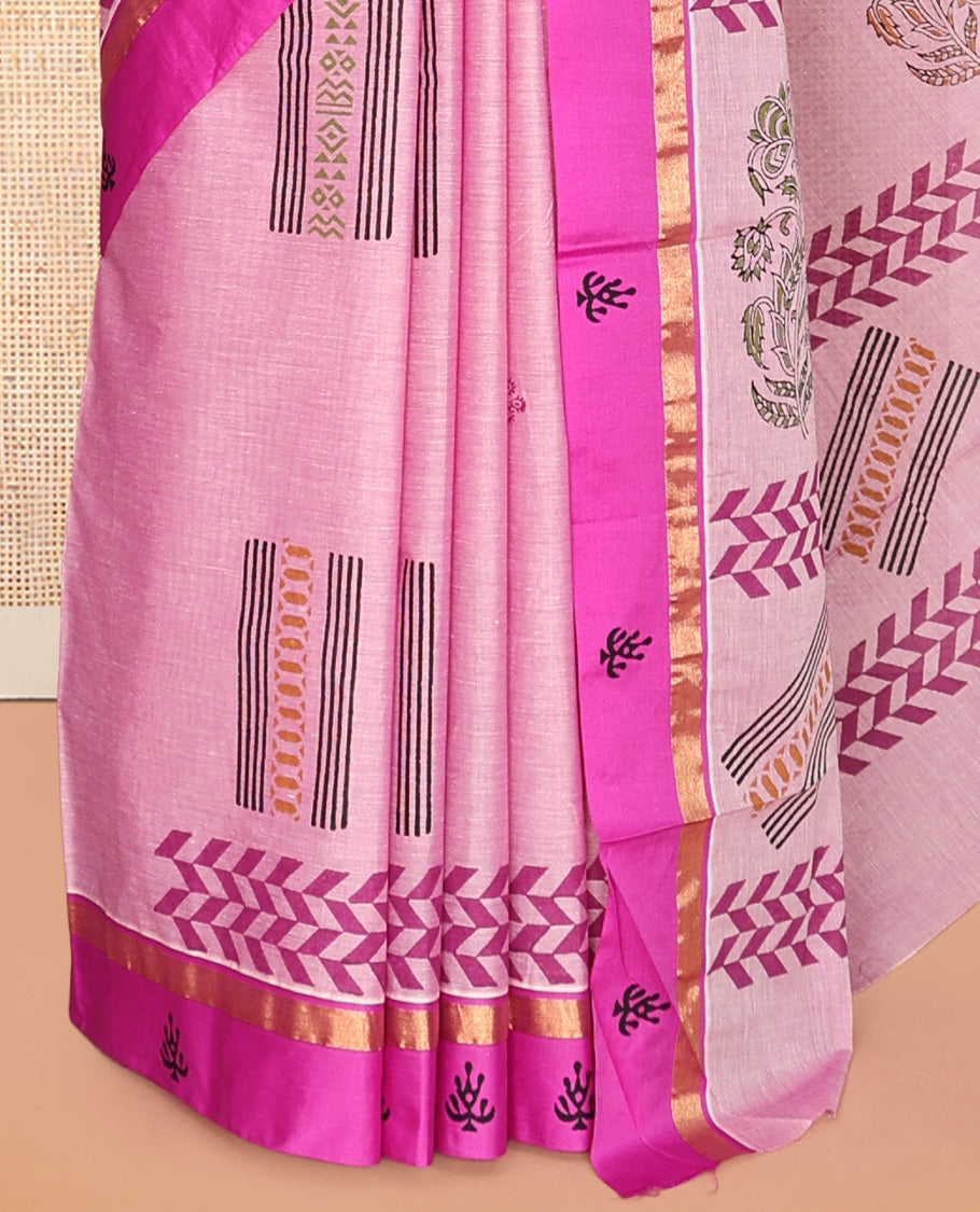 Pink Chirala Cotton Saree