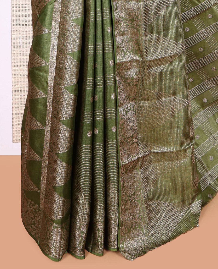 Green Tussar Silk Saree