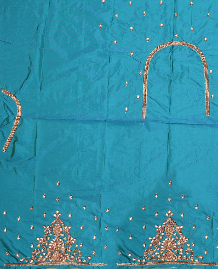 Blue floral aari embroidery material blouse