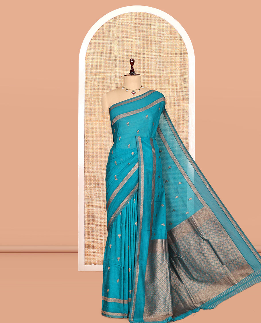 Blue Fancy Crepe Saree