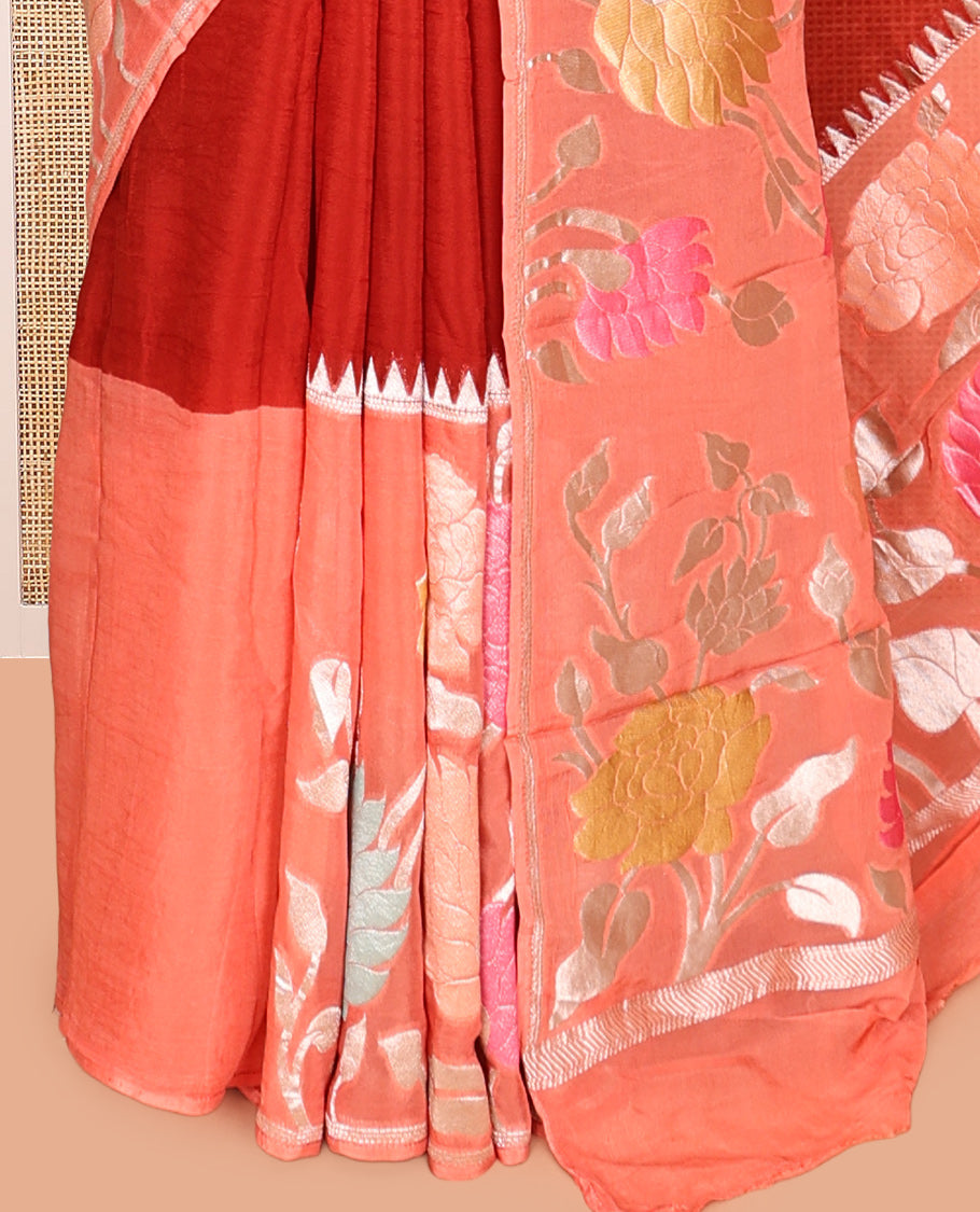 Maroon Plain Viscose Georgette Saree