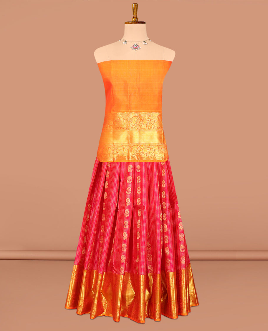 Red Pure-Silk Half-Saree