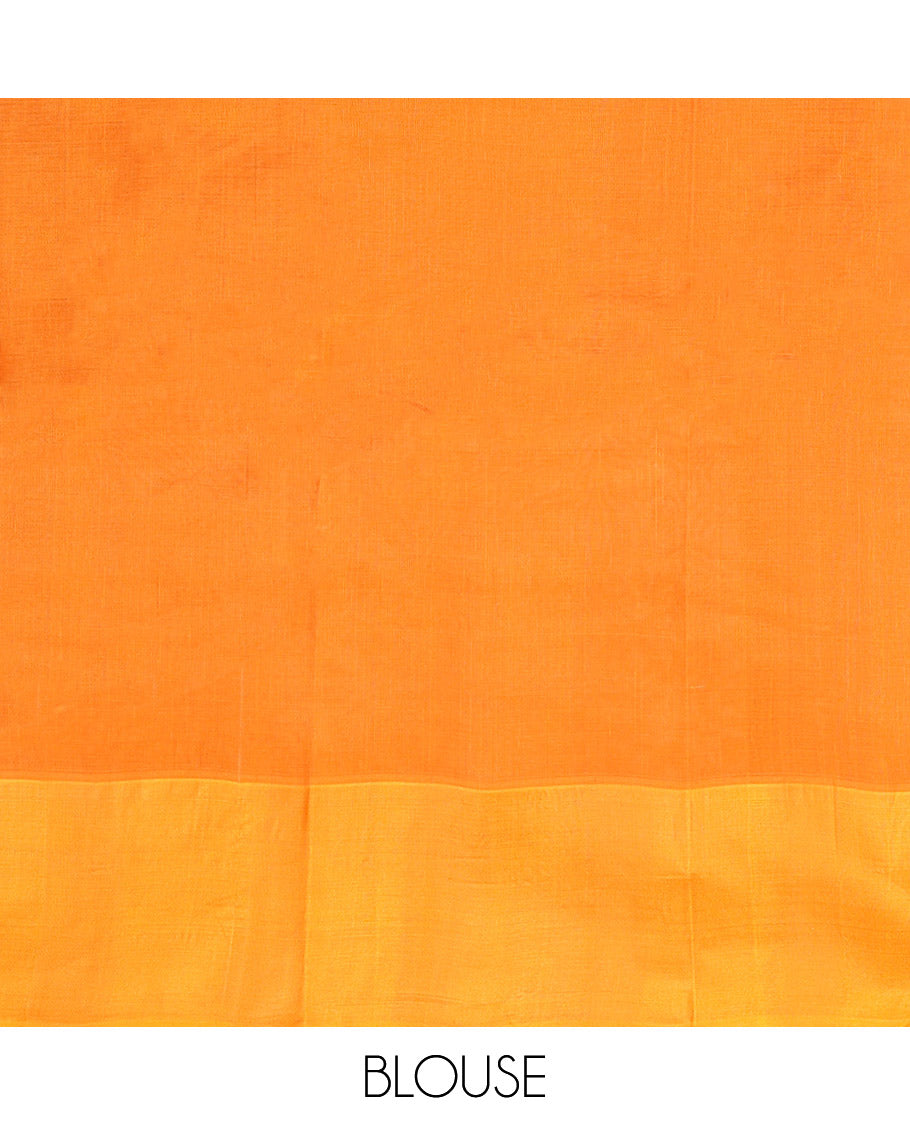 Maroon Plain Kanchi Cotton Saree, Complemented by a Contrast Temple Border, Subtly Striped Pallu, and Paired with a Contrast Blouse