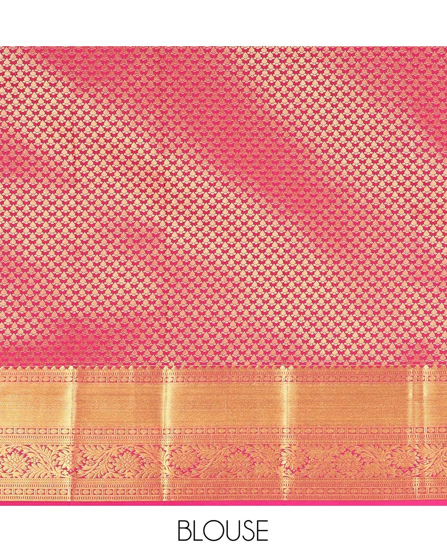 Rani Pink Budget Silk Saree, Embellished with Jacquard Design, a Zari Border, Grand Pallu, and a Matching Blouse