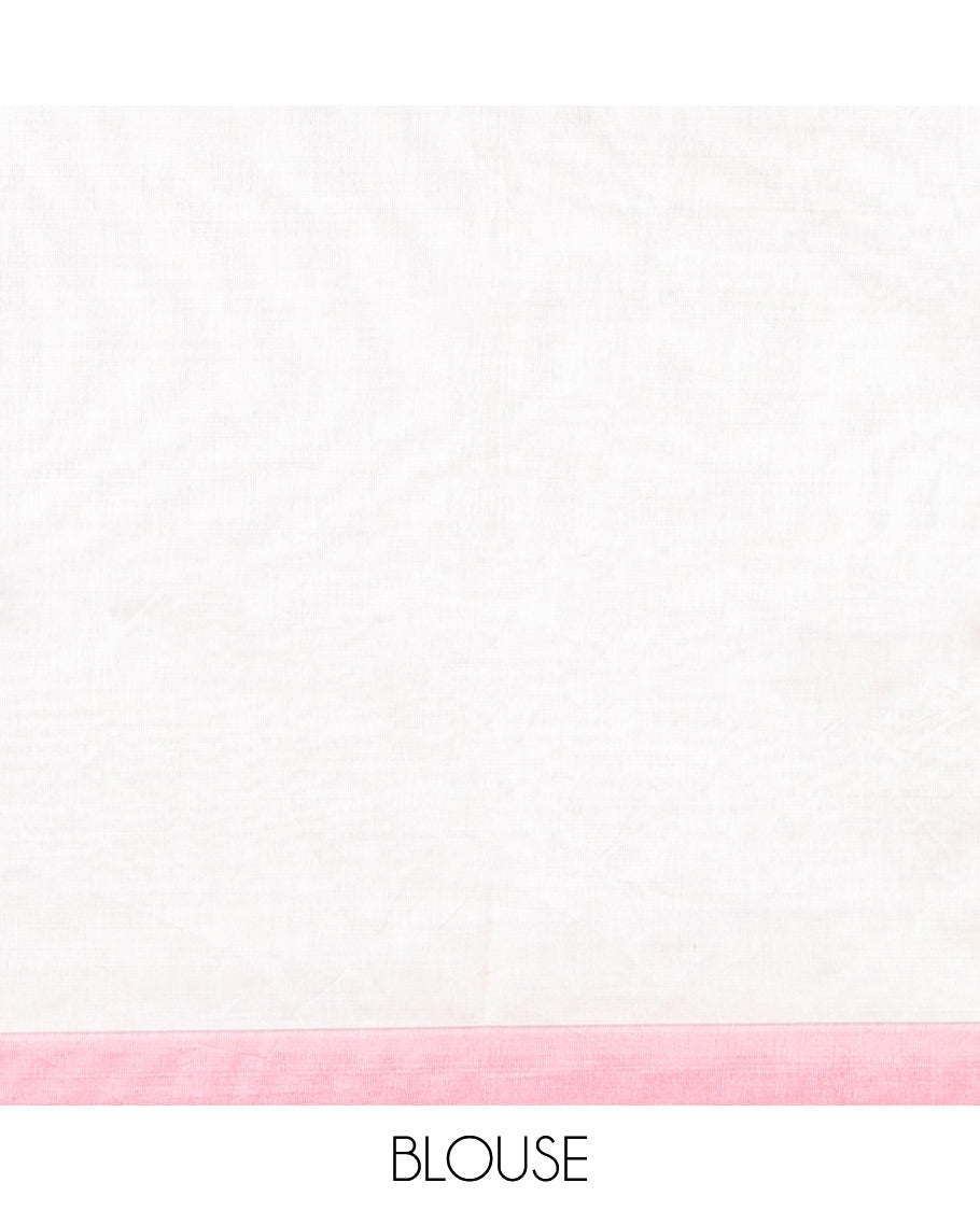 Cream argyle thread embroidery semi- banaras tussar saree with contrast plain border & floral motifs, checked design pallu