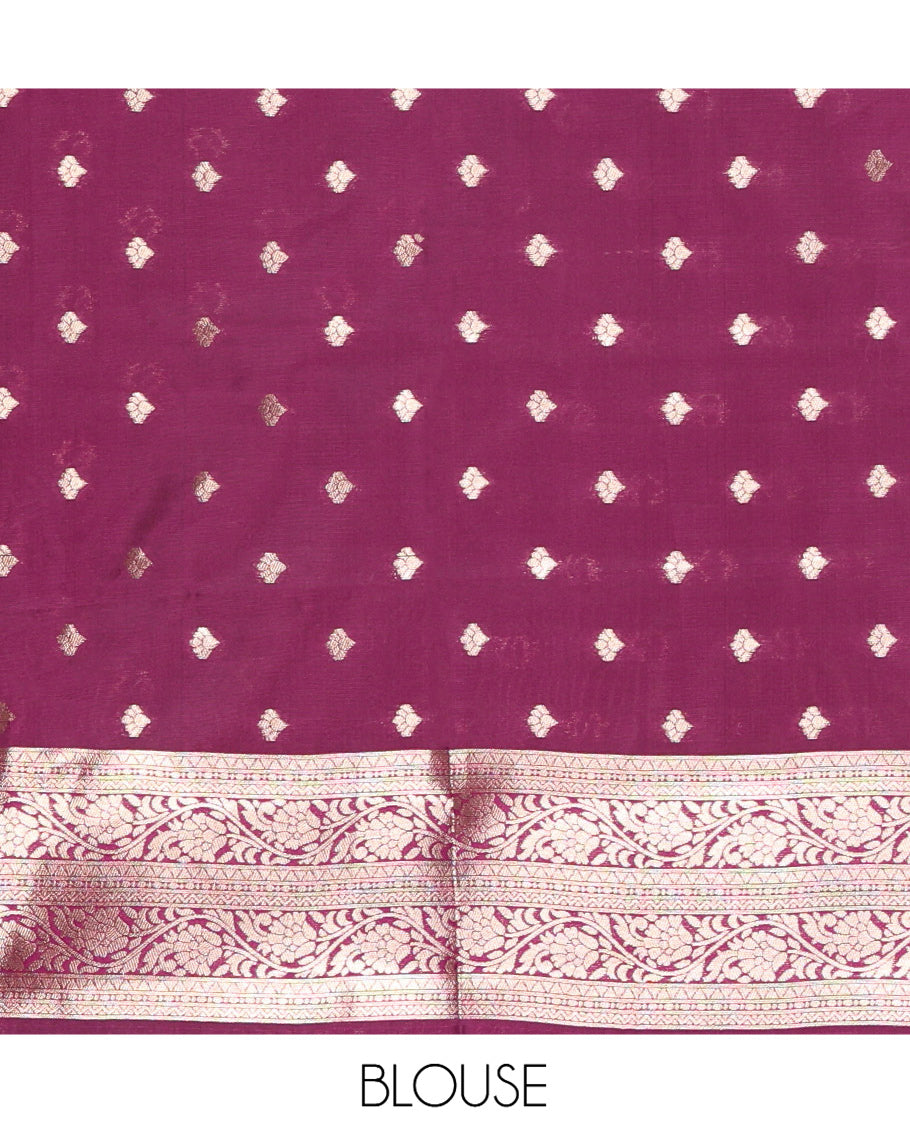 Wine Litchi Saree Features Tissue-Zari Weave, a Temple Kodi Visiry Border, Grand Pallu and a Matching Blouse