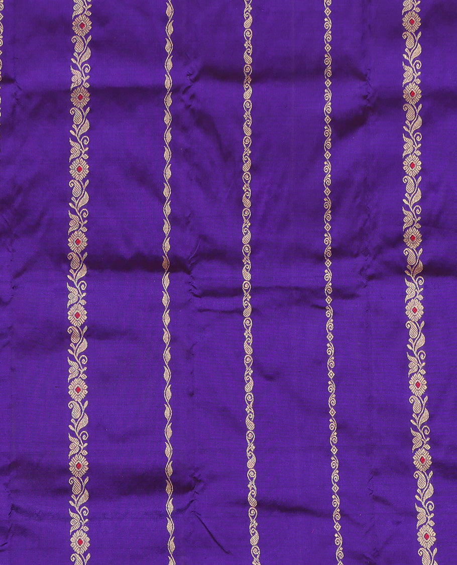 Violet Pure Silk Navarathna Pavadai Material Set