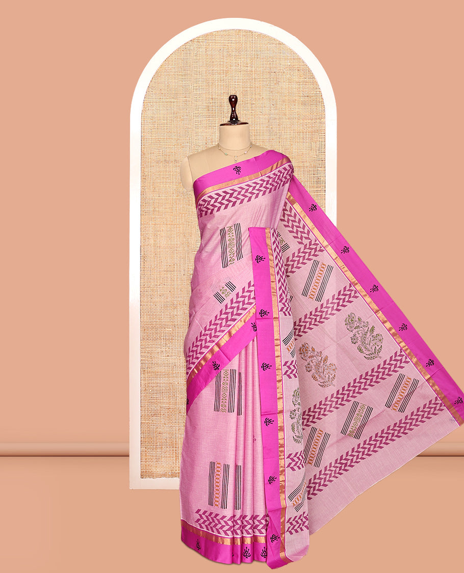 Pink Chirala Cotton Saree