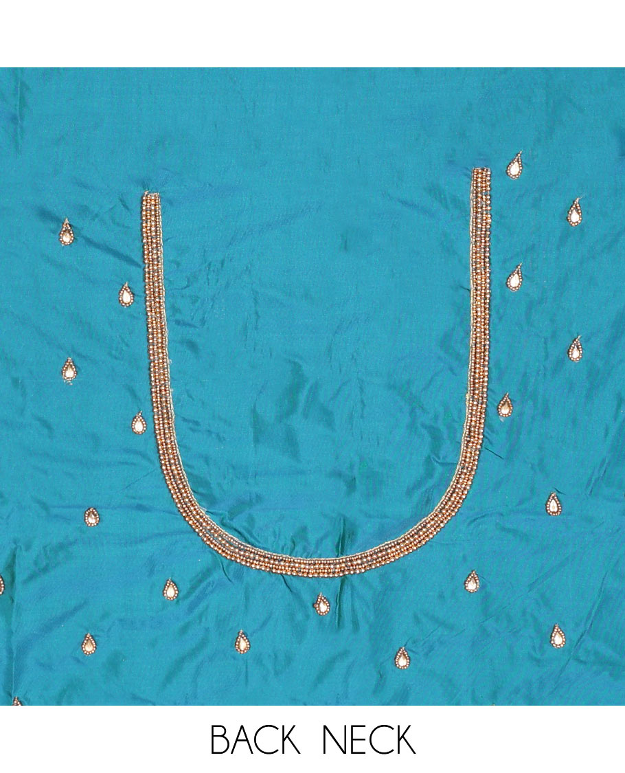 Blue floral aari embroidery material blouse
