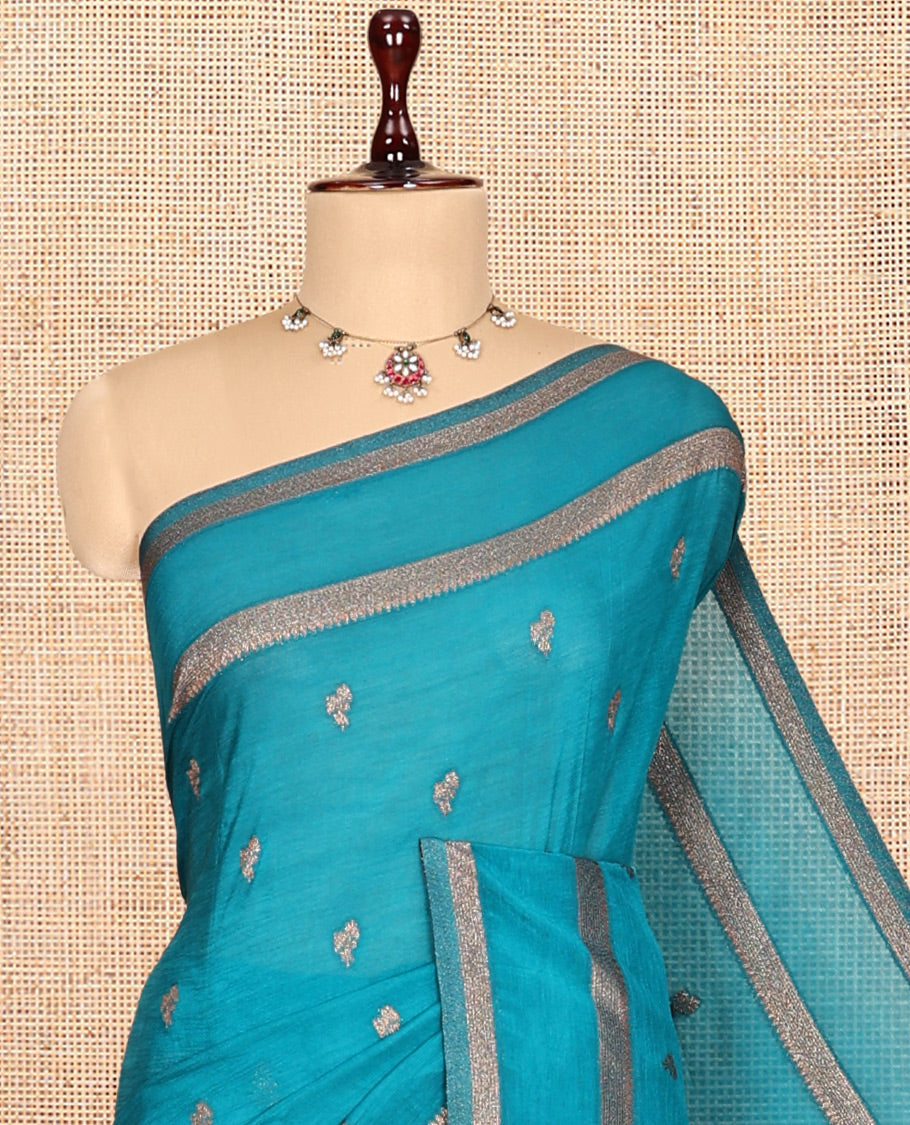 Blue Fancy Crepe Saree