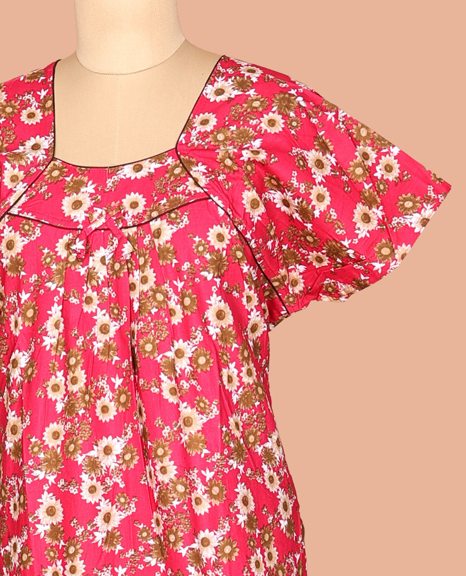 Pink Cotton-Blended Nighty