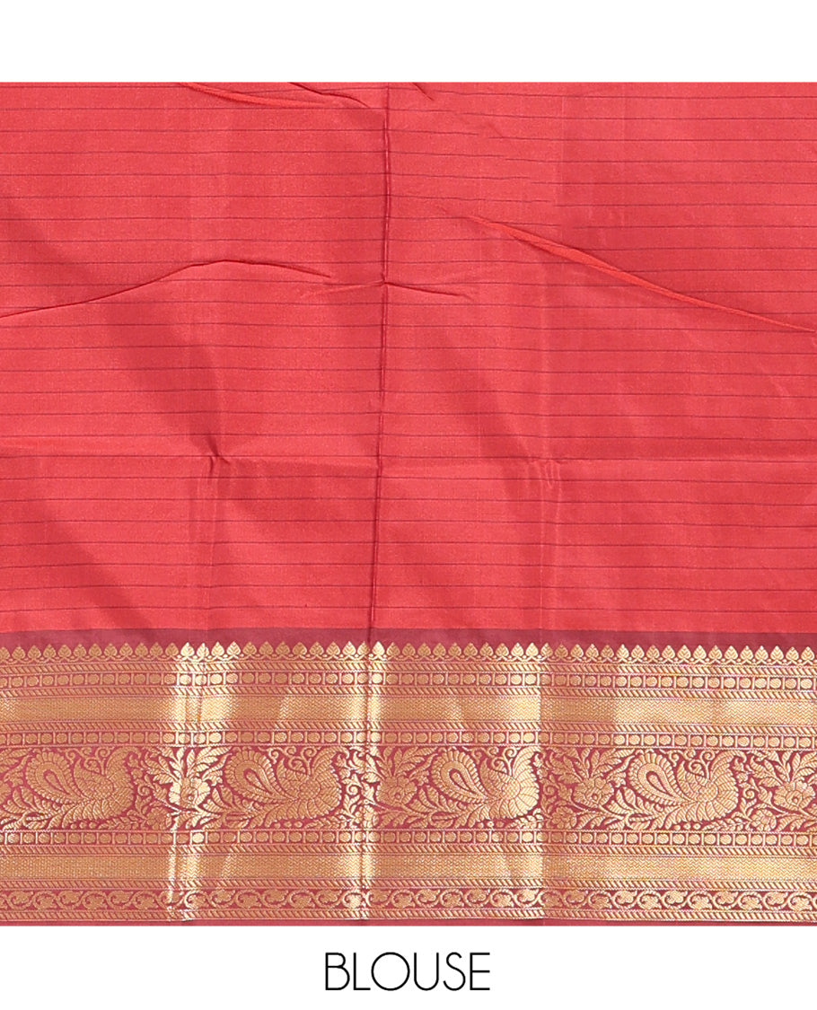 Red Semi-Katan Silk Saree