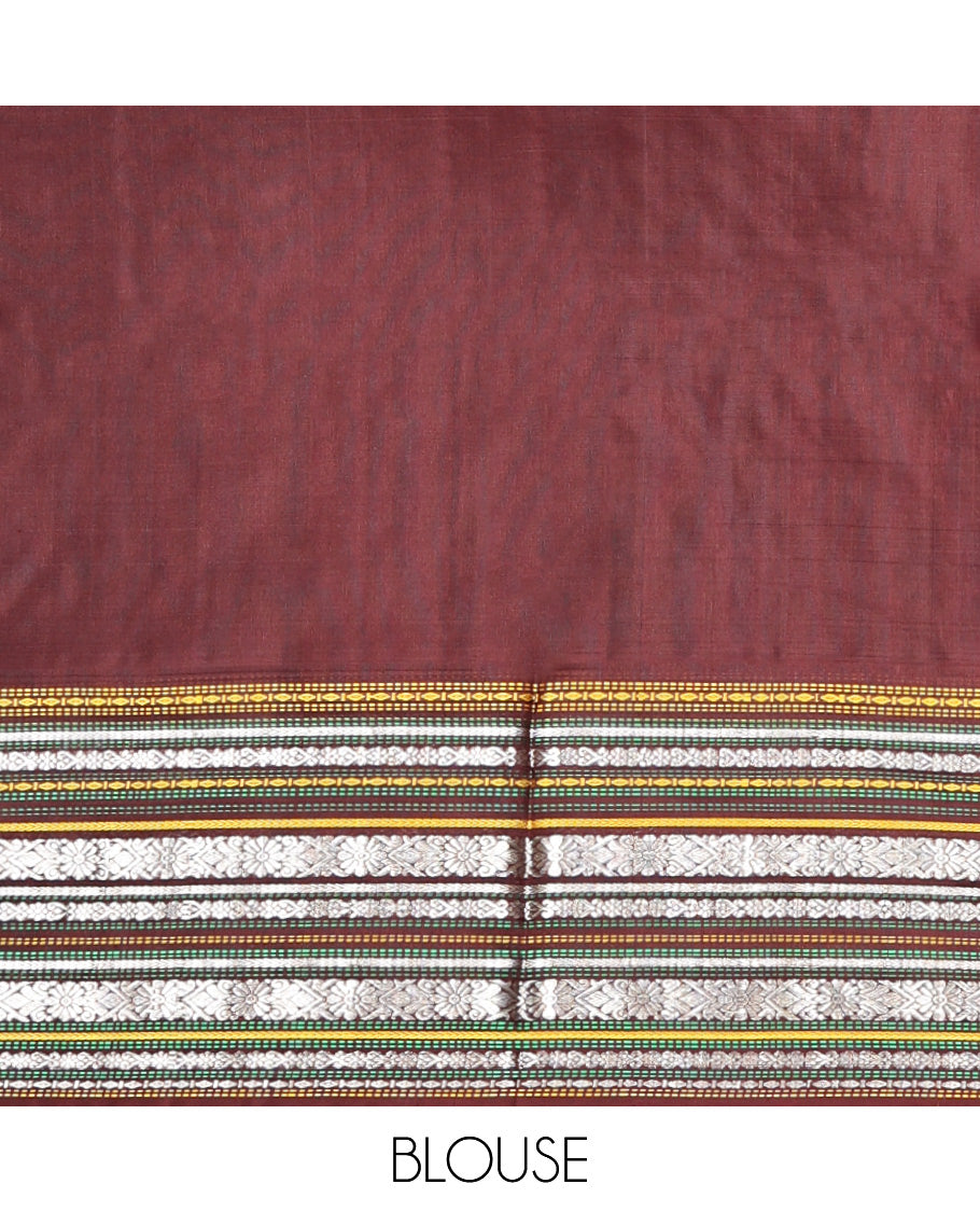 Red Zari Buttas Venkatagiri Silk Saree, a Contrast Traditional Border, Intricate Pallu, Contrast Blouse