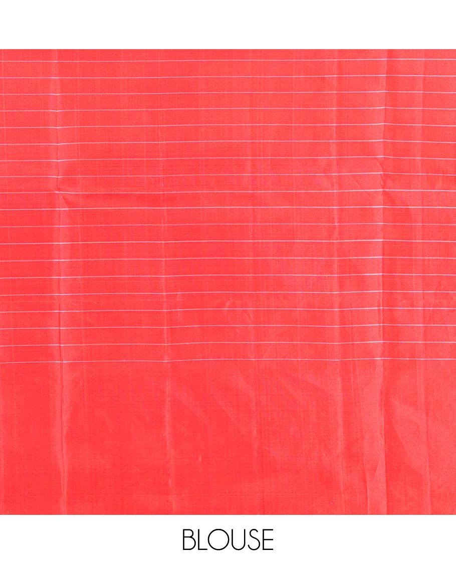 Red Mayuri Soft Silk Saree, Richly Detailed with Manga Buttas and Zari Checks On Its Body, Highlighted by Intricately Designed Pallu, and Paired with a Matching Blouse