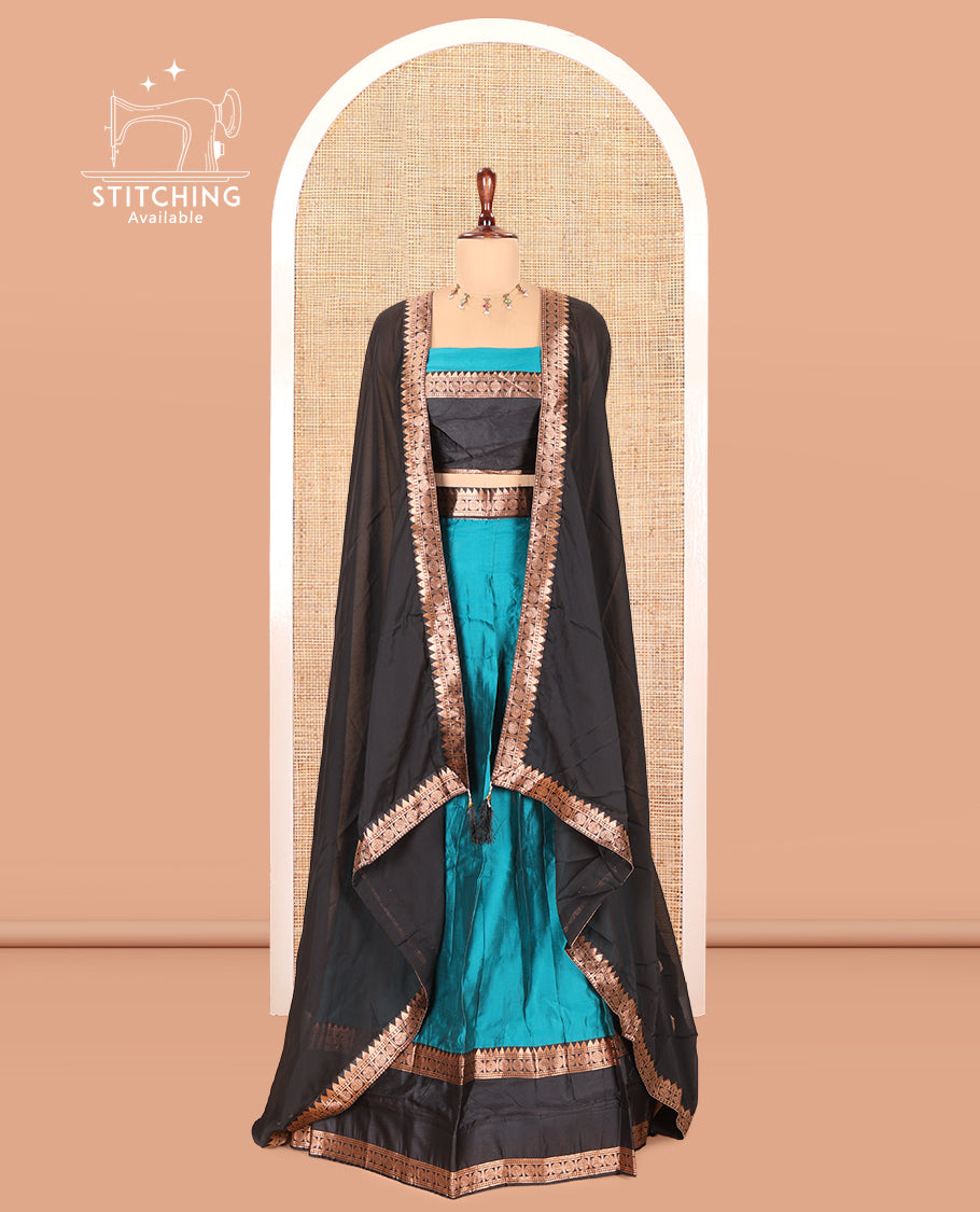 Rama Blue Semi-Silk Half-Saree