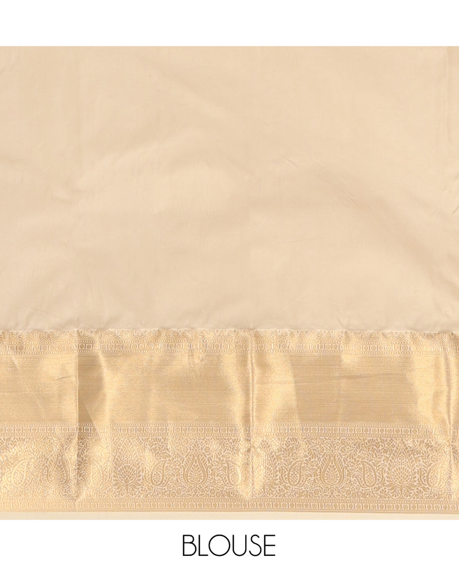 Wine Budget Silk Saree, Adorned with Zari Buttas, Complemented by a Contrast Traditional Zari Border, Grand Pallu, and Contrast Blouse