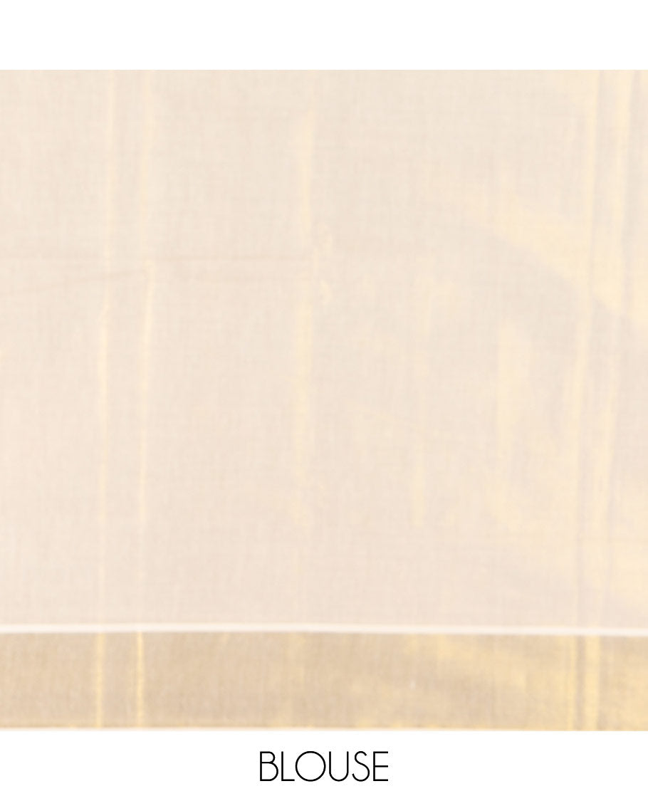 Cream-black Pongal-festive theme block printed Kerala cotton saree, pongal pot printed body, bavanji border, and Pongal theme block print pallu, and a matching blouse