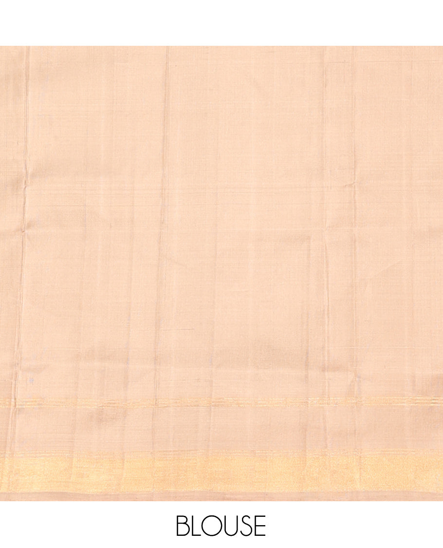 Red Uppada Silk Saree, Adorned with Buttas, a Contrast Zari Border, an Intricately Designed Pallu, and a Contrast Blouse