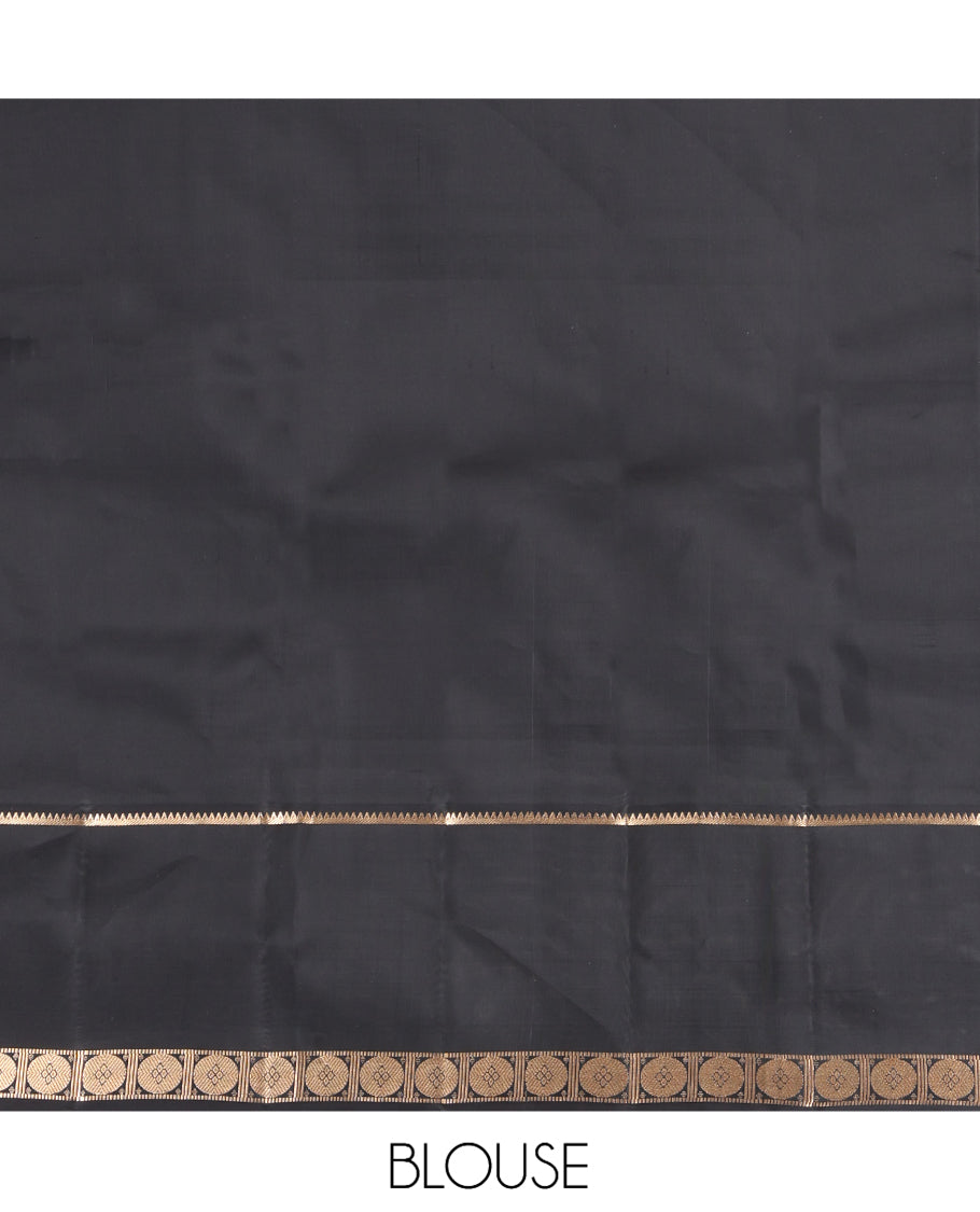 Brown Burberry-Checked Vasundhara Lite Silk Mix Saree, a Contrast Traditional Border, and a Contrast Blouse