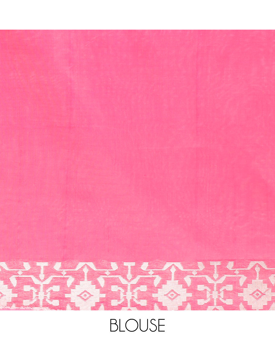 Onion pink zari buttas silk cotton saree with jamthani weaving border & rich weaving pallu along with plain blouse