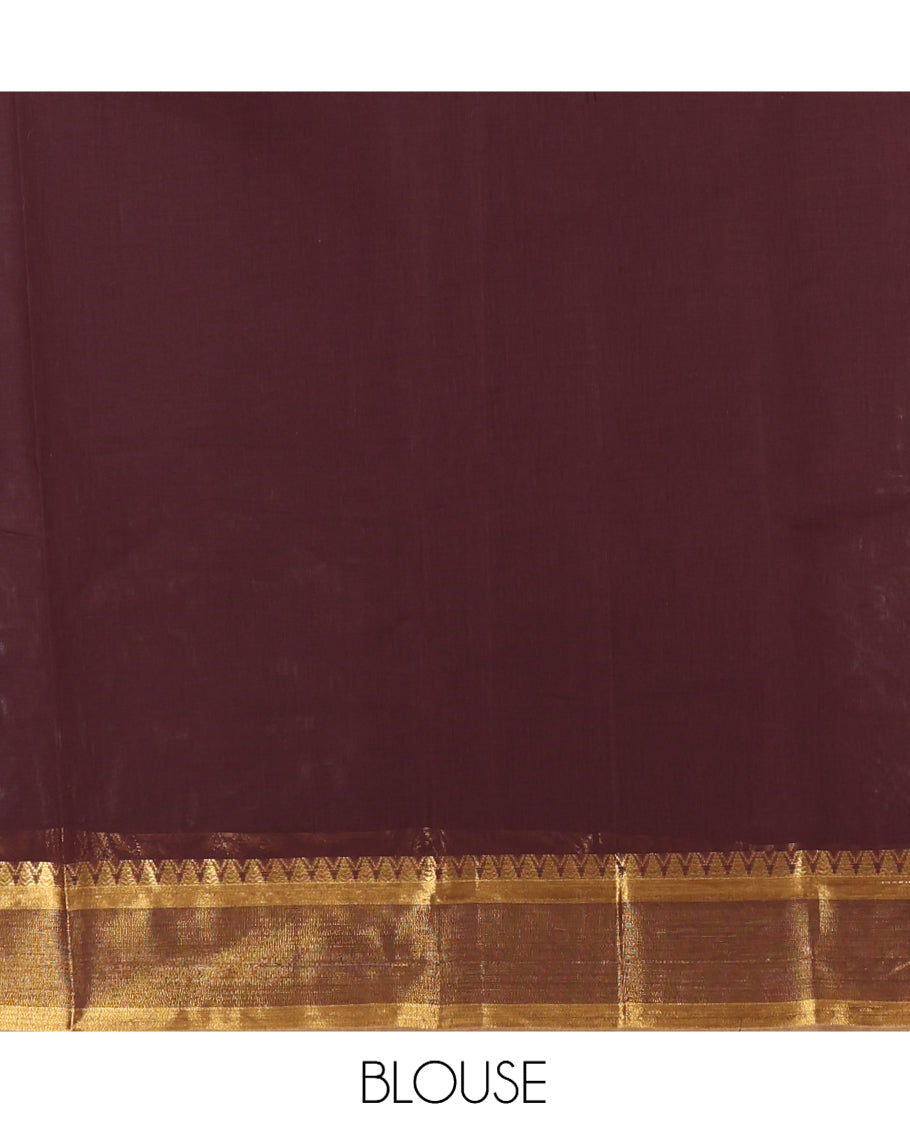 Brown Plain Kanchi Cotton Saree