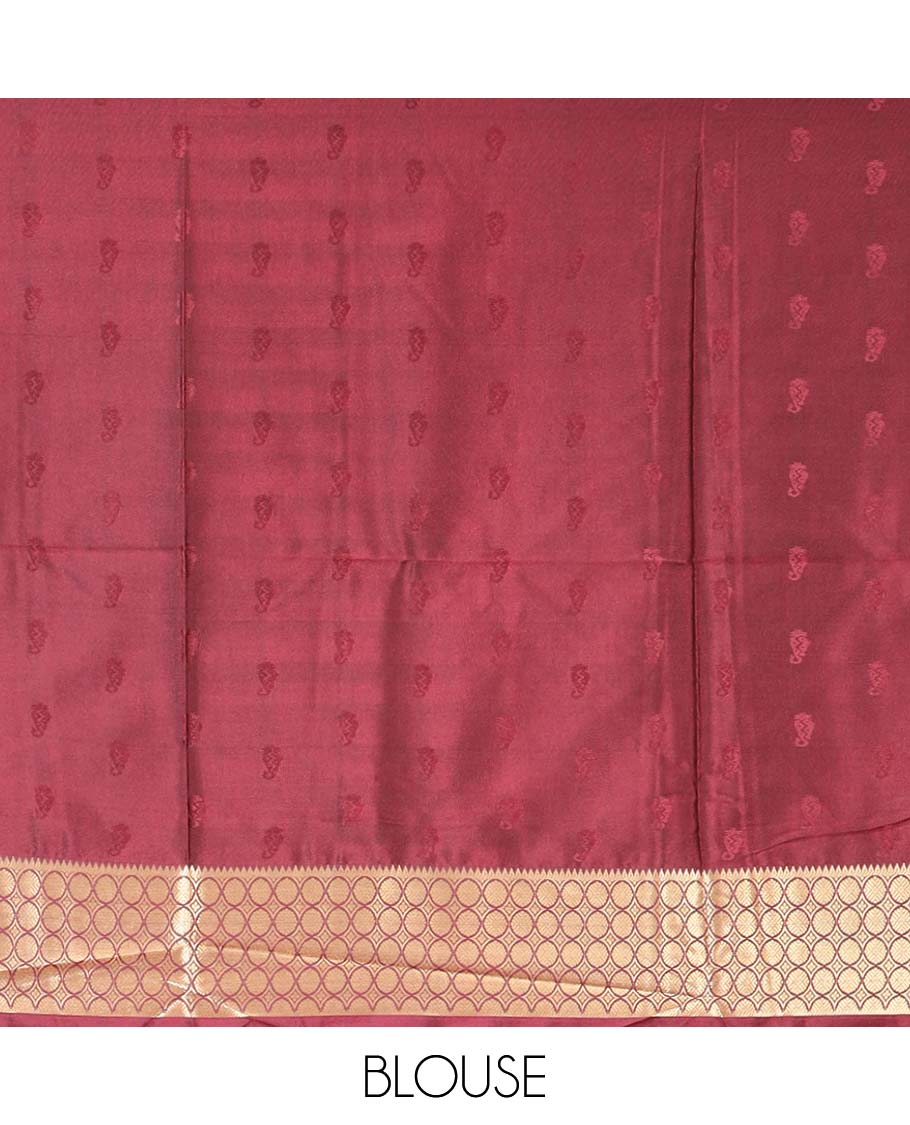 Dark green gold zari small manga buttas fancy softy silk saree with contrast rudrashra design zari waeving border & rich brocade style weaving pallu along with mango self butta blouse