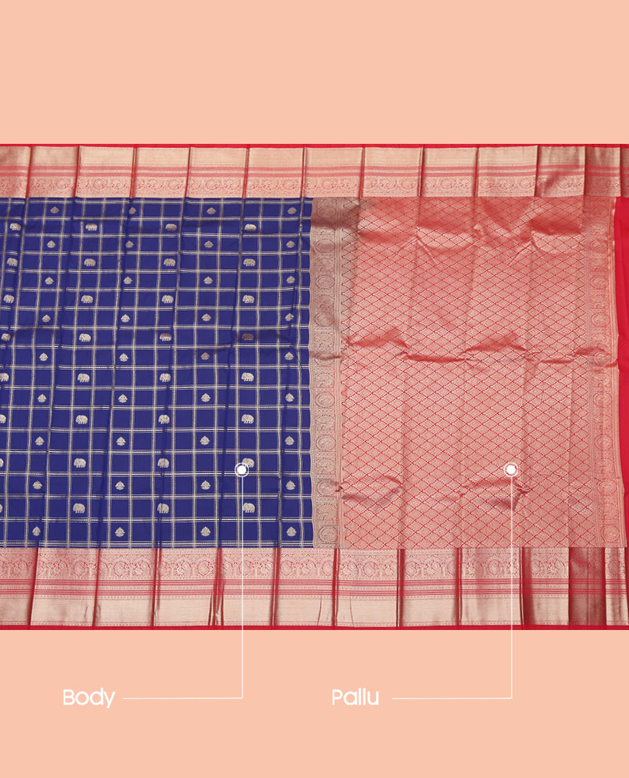 Blue Traditional Zari Design Budget Silk Saree