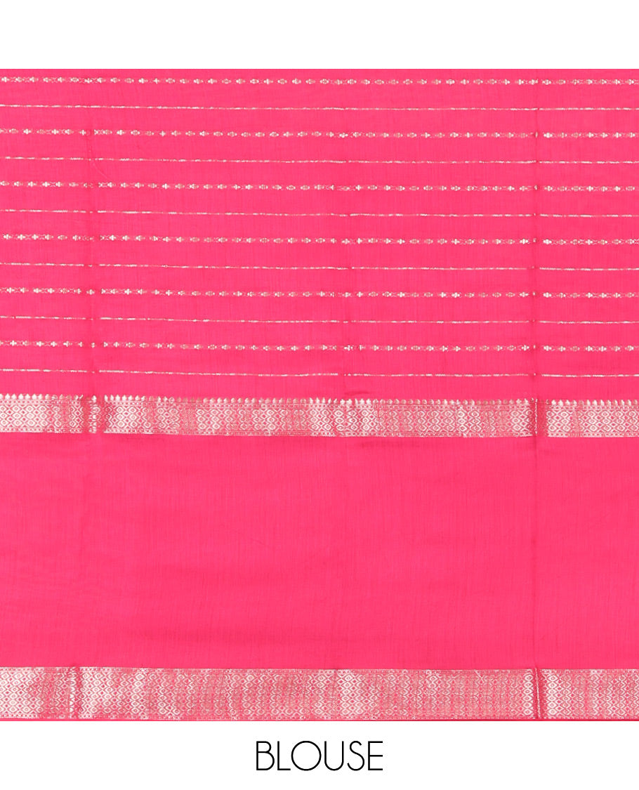 Purple Assam Silk Saree, Adorned with Zari Stripes, Complemented by Contrast Big Traditional Zari Border, Zari Woven Pallu, and Contrast Blouse