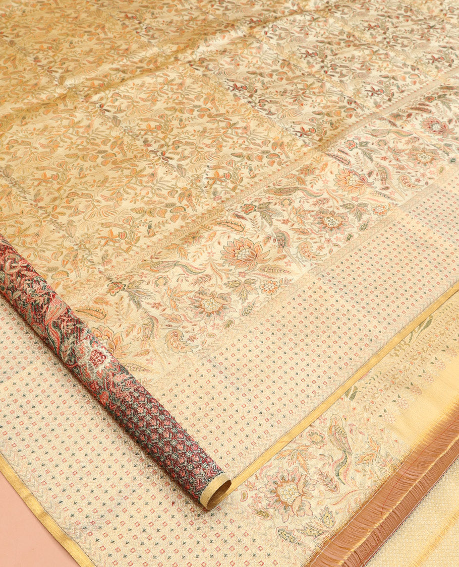 Cream Kanchipuram Tissue Silk Saree