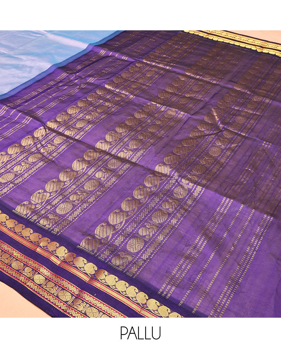 Blue Plain Kuppadam Silk Saree