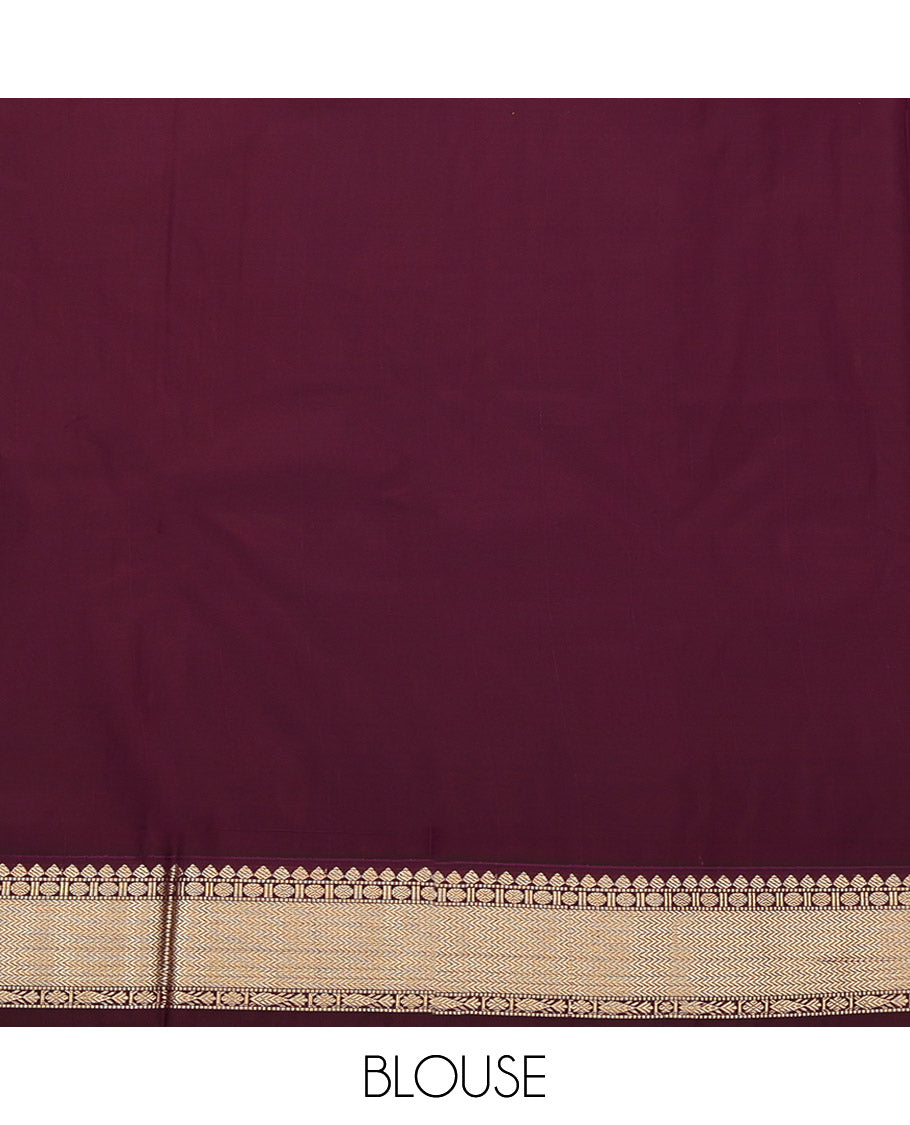 Red Budget Silk Saree, Adorned with Zari Buttas and Stripes, Complemented by Contrast Traditional Zari Border, Jaal Pallu, and Comes with a Contrast Blouse