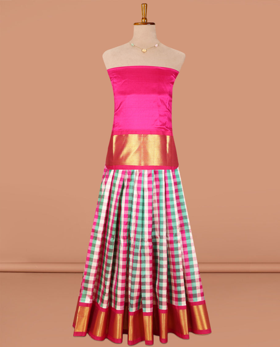 Multi-Color Pure Silk Navarathna Pavadai Material Set